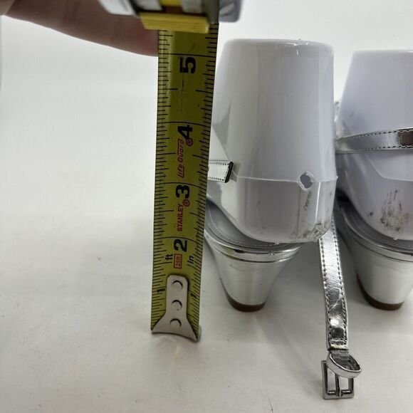 Nina SILVER  METALLIC CRYSTAL SLINGBACK MID-HEEL SANDAL SIZE 5.5 - Picture 6 of 10